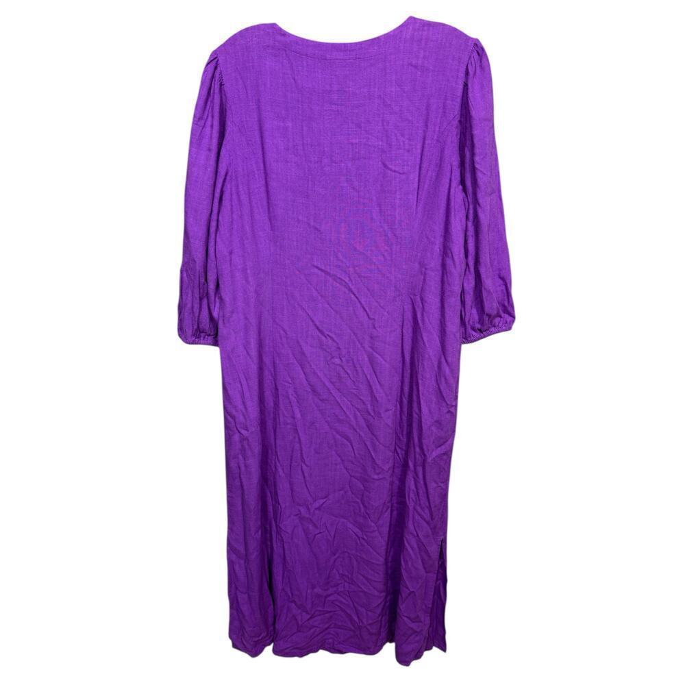 NEW- NWT J.Jill Purple Linen Blend Button Front Dress Size L - Picture 4 of 7